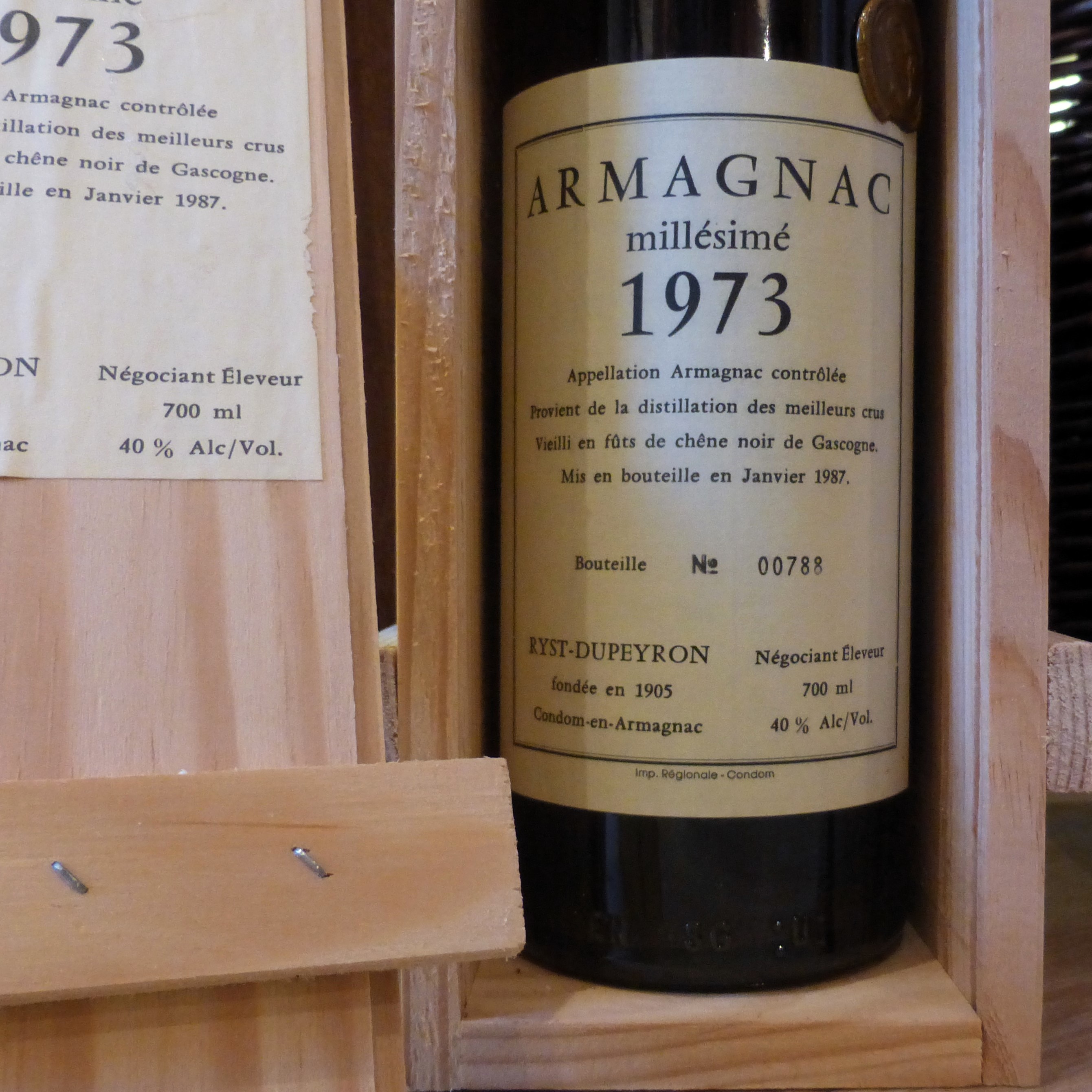 1973 Armagnac millésimé, Ryst-Dupeyron